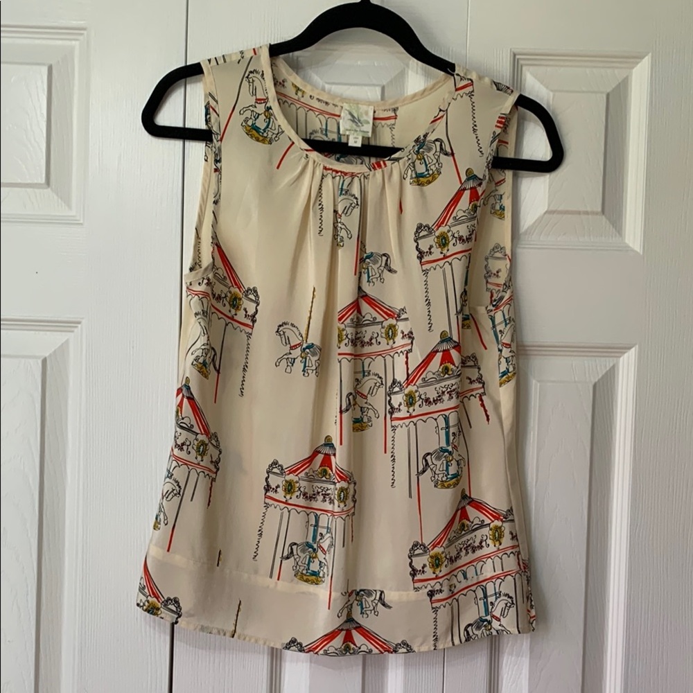Carousel Print Sleeveless Top